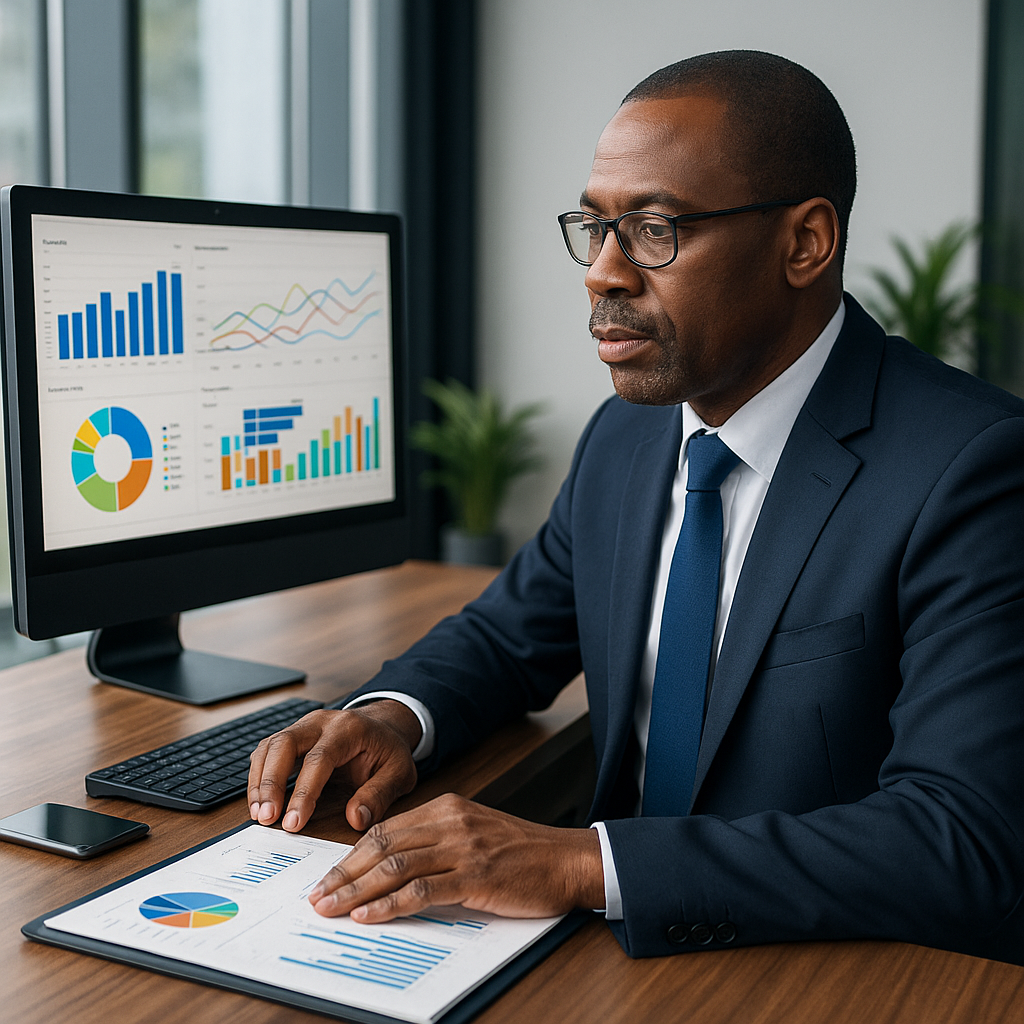 Consultant financier analysant des données de marché pour accompagner une SGI.